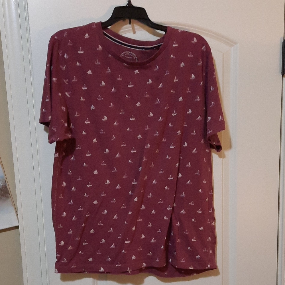 Maroon Denim & Flower Sailboat T